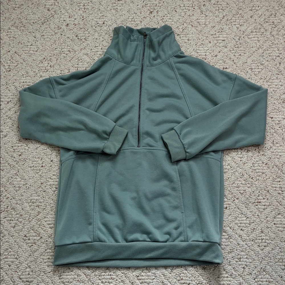 SHEIN Women’s Seafoam Green Half Zip Pullover Sweatshirt w/ Kangaroo Pocket